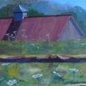 Landscape painting, oil on panel, oil painting, barn painting, pennsylvania countryside