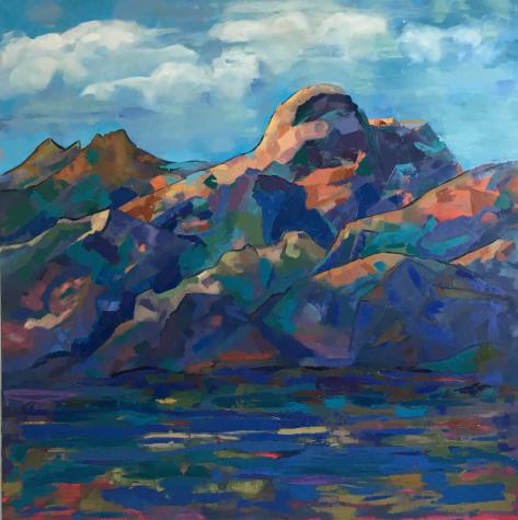 oil paintings, oilpaintings, landscape, blue mountain, paintings
