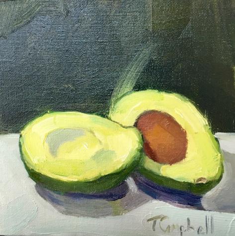 oil painting, small paintings, paintings of veggies, paintings of avocado