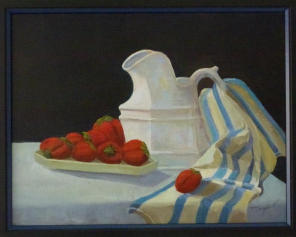Strawberries with White Pitcher by Trudy Campbell
