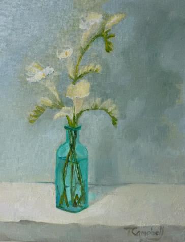 Painting of Freesias in January by Trudy Campbell