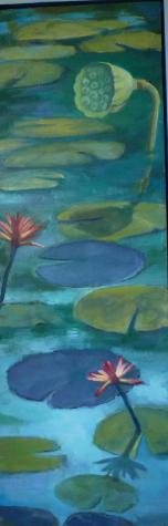 Lotus blossoms, water lilies, oil paintings